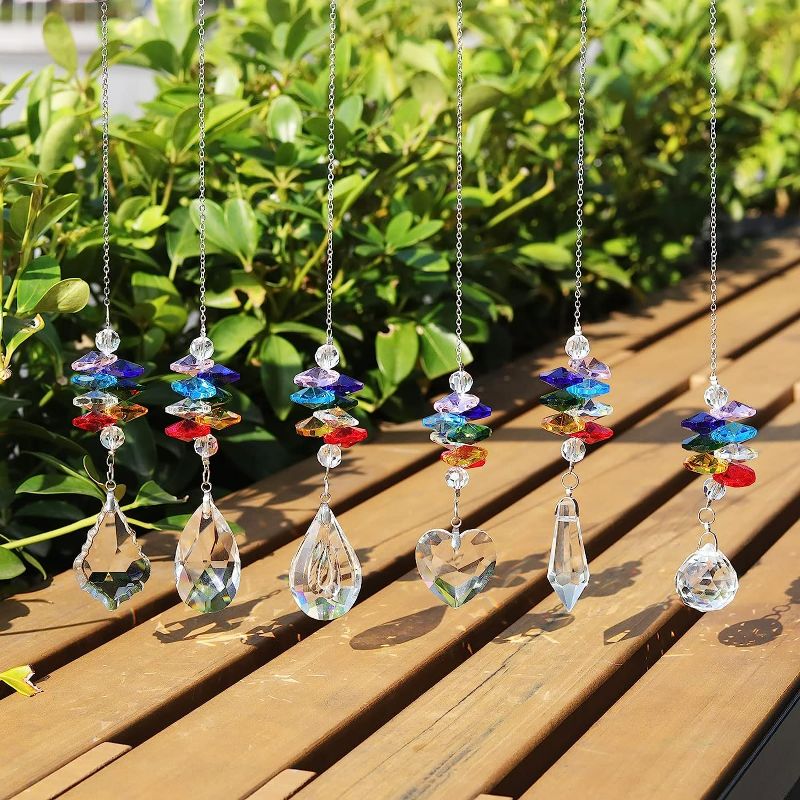 Photo 2 of LONGSHENG - SINCE 2001 - Crystal Suncatchers Chakra Crystal Prisms Ball Hanging Glass Pendant Ornament Fengshui Garden Decor Light Catchers Christmas Tree Hanging Decor Pack of 6