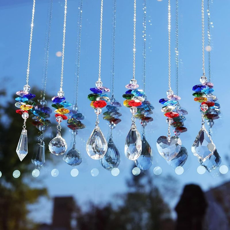 Photo 4 of LONGSHENG - SINCE 2001 - Crystal Suncatchers Chakra Crystal Prisms Ball Hanging Glass Pendant Ornament Fengshui Garden Decor Light Catchers Christmas Tree Hanging Decor Pack of 6