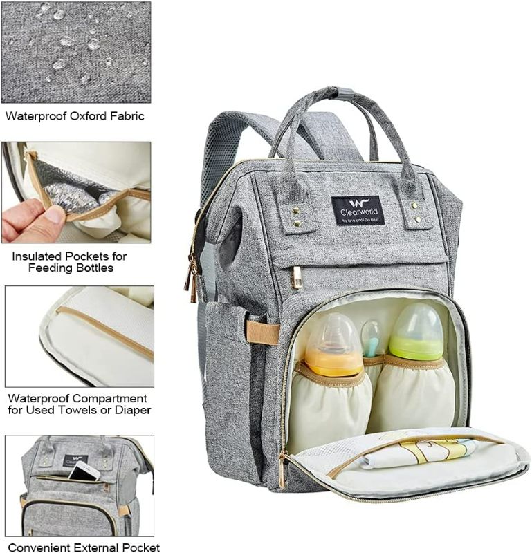 Photo 4 of Diaper Bag Backpack, Large Maternity Baby Nappy Changing Bag with USB Charging Port, Insulated Pockets, Stroller Straps