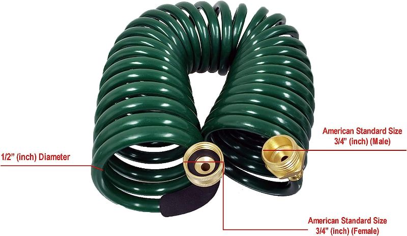 Photo 2 of GHN-06 Heavy-duty EVA Recoil Garden Hose with 7-Pattern Spray Nozzle, Green, 50 Foot