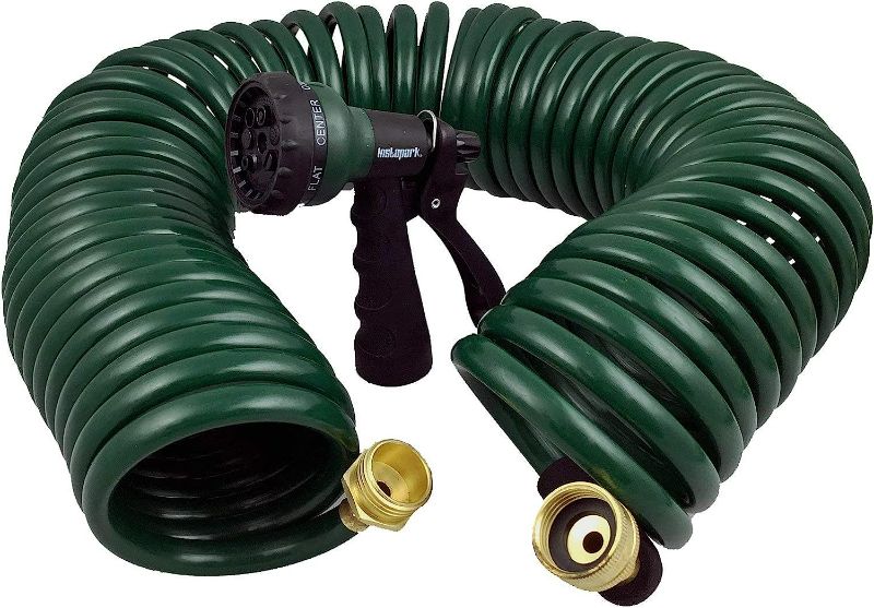 Photo 3 of GHN-06 Heavy-duty EVA Recoil Garden Hose with 7-Pattern Spray Nozzle, Green, 50 Foot