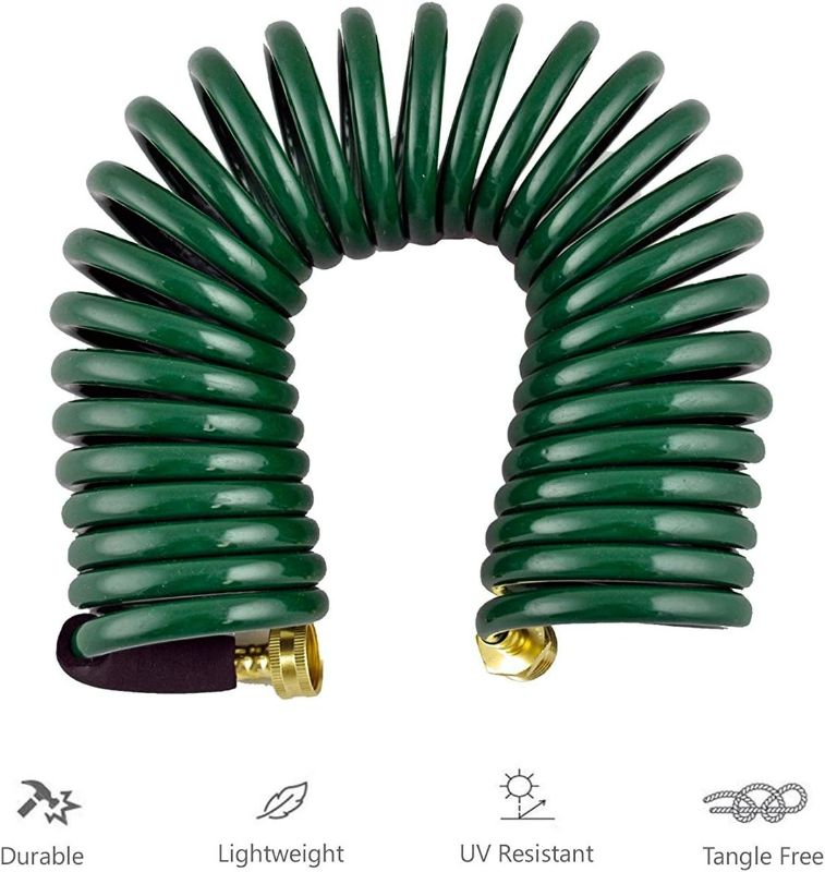 Photo 5 of GHN-06 Heavy-duty EVA Recoil Garden Hose with 7-Pattern Spray Nozzle, Green, 50 Foot