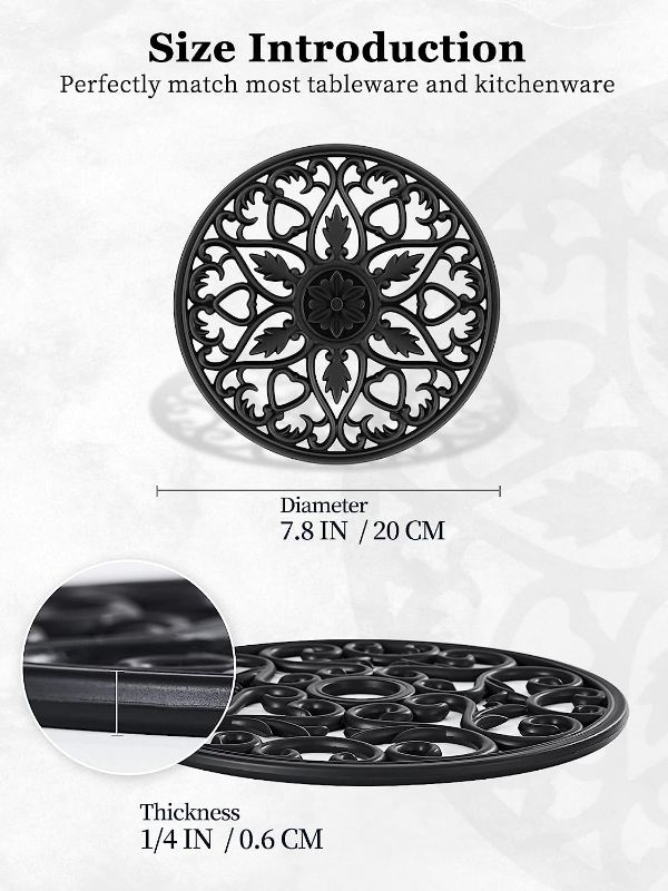 Photo 4 of SMARTAKE 6 Set Silicone Trivet Mats, Multi-Use Carved Trivet Mat, Insulated Non-Slip Durable Kitchen Mats, Flexible Modern Kitchen Table Mat, for Hot Dishes, Pots, Dining Countertop, Black