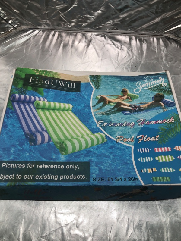 Photo 1 of FindUWill 2 Pack Premium Swimming Pool Float Hammock, Multi-Purpose Inflatable Hammock (Saddle, Lounge Chair, Hammock, Drifter), Water Hammock Lounge