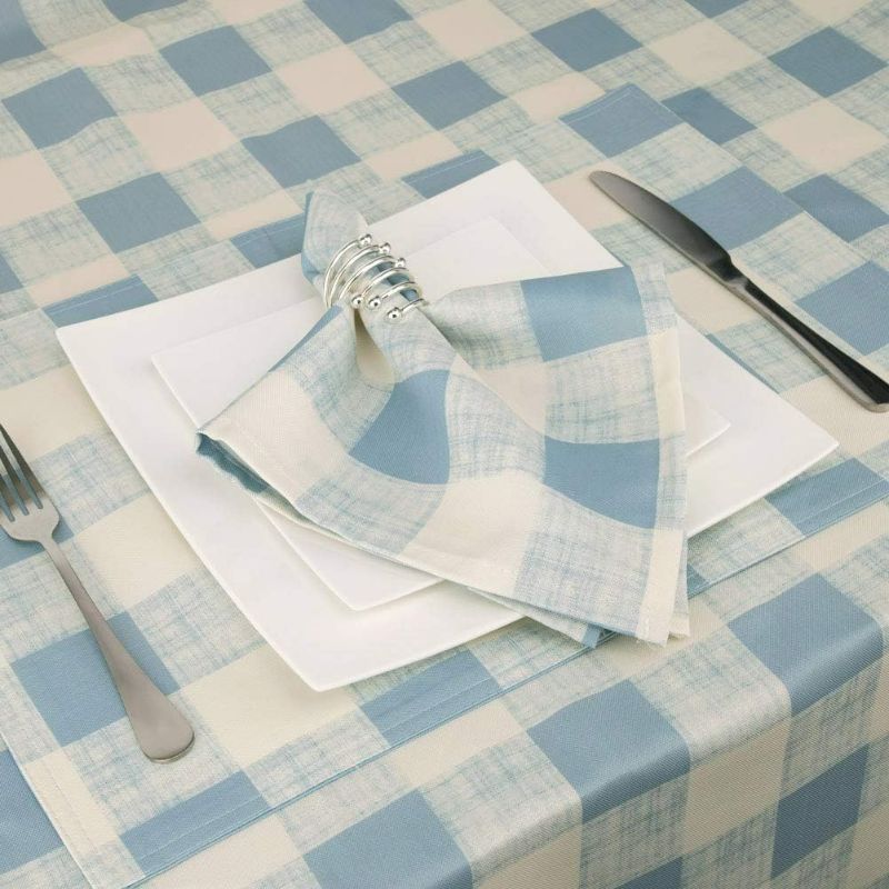 Photo 7 of  VCVCOO Set of 4 Cloth Napkins Washable,Checked Napkins for Wedding Reception,Blue and White,17 inches