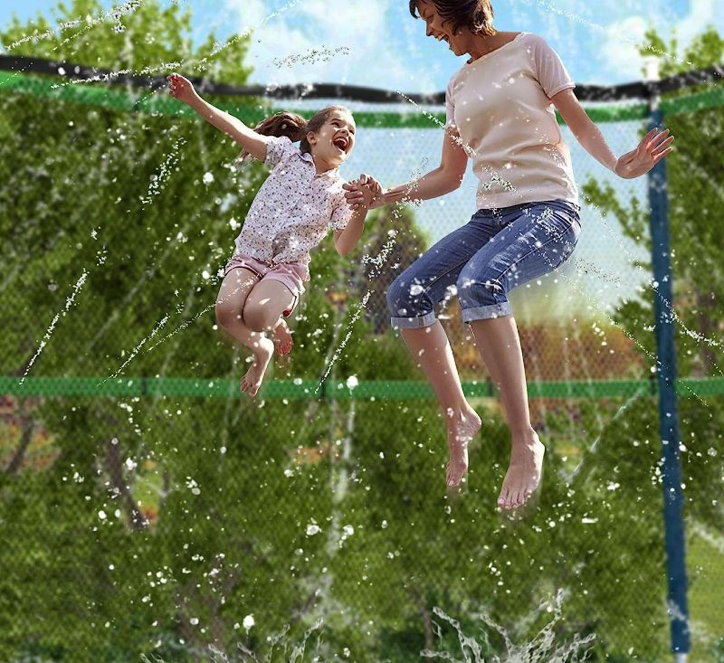 Photo 8 of Jasonwell Trampoline Sprinkler Kids Outdside: Trampoline Accessories Waterpark Fun Summer Outdoor Water Games Toys Sprinklers Backyard Water Park for Kids Boys Girls (Black, 39FT) (Black Not Green)