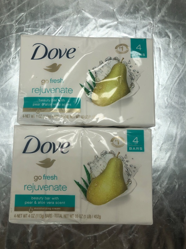 Photo 2 of Dove Go Fresh Beauty Bar, Rejuvenate, with Pear & Aloe Vera Scent - 8 pack, 4 oz