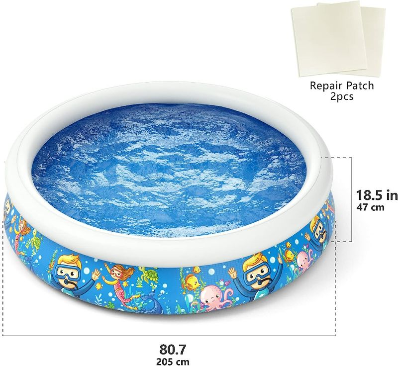 Photo 7 of Jasonwell Inflatable Kids Kiddie Pool - Wading Pool for Toddler Durable Swimming Pool Family Above Ground Pool Summer Outside Round Pools for Children Adults Garden Backyard (80.7Wx18.5H)