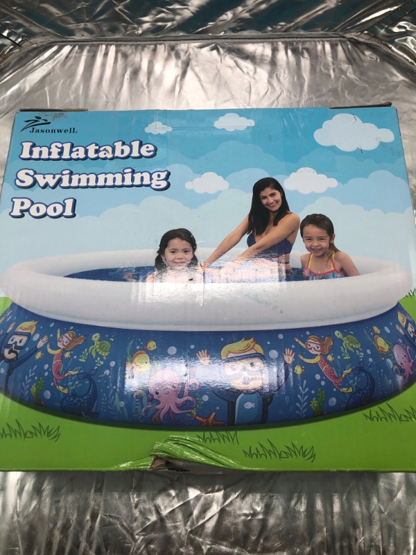 Photo 8 of Jasonwell Inflatable Kids Kiddie Pool - Wading Pool for Toddler Durable Swimming Pool Family Above Ground Pool Summer Outside Round Pools for Children Adults Garden Backyard (80.7Wx18.5H)