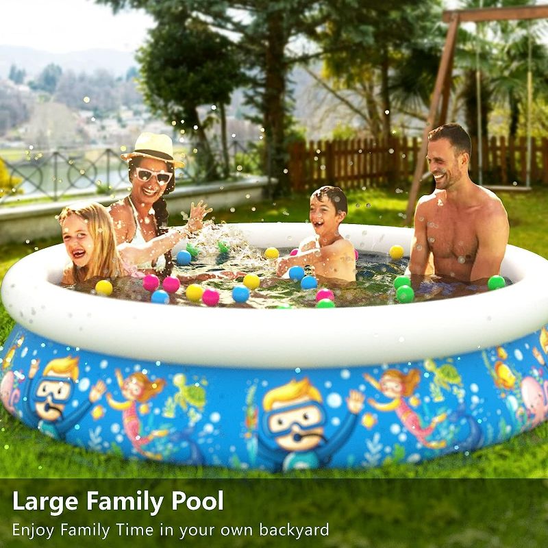 Photo 2 of Jasonwell Inflatable Kids Kiddie Pool - Wading Pool for Toddler Durable Swimming Pool Family Above Ground Pool Summer Outside Round Pools for Children Adults Garden Backyard (80.7Wx18.5H)