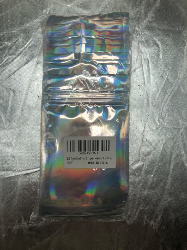 Photo 6 of 100 Pieces Resealable Smell Proof Bag ( 8.5x13cm) Various Size Mylar Bags Ziplock Bags Flat Clear Ziplock Storage Bags Holographic Rainbow Color