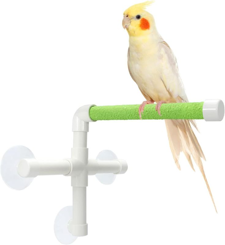 Photo 1 of ( PINK) Bird Portable Suction Cup Shower Perch Window Wall Standing Platform for Parrot Parakeet Conure Cockatiel African Grey