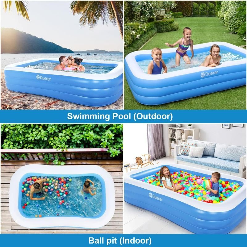 Photo 6 of Duerer Inflatable Swimming Pools, 120"x72"x22" Inflatable Pool Full-Sized Family Blow up Pool for Kids Toddlers Adults, Ages 3+, Lounge Inflatable Pool for Backyard Garden Outdoor Party