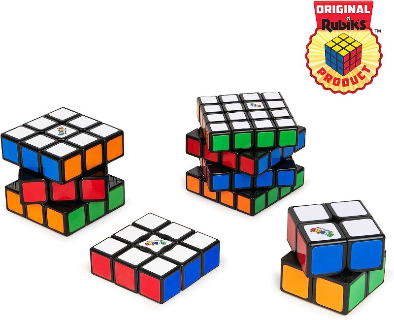 Photo 7 of Rubik’s Solve The Cube, 4-Pack Bundle Edge 2x2 Mini 3x3 Original 4x4 Master Brain Tease Toy Gift Set, for Adults & Kids Ages 8 and up Amazon Exclusive