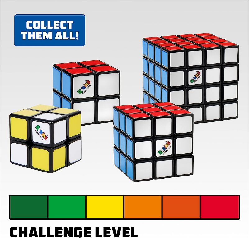 Photo 5 of Rubik’s Solve The Cube, 4-Pack Bundle Edge 2x2 Mini 3x3 Original 4x4 Master Brain Tease Toy Gift Set, for Adults & Kids Ages 8 and up Amazon Exclusive