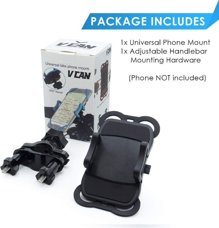 Photo 6 of VCAN Universal Premium Bike Phone Mount for Motorcycle - Bike Handlebars, Adjustable, Fits iPhone 11, X, XR, 8 | 8 Plus, 7 | 7 Plus, 6s Plus | Galaxy, S10, S9, S8, Holds Phones Up to 4" Wide