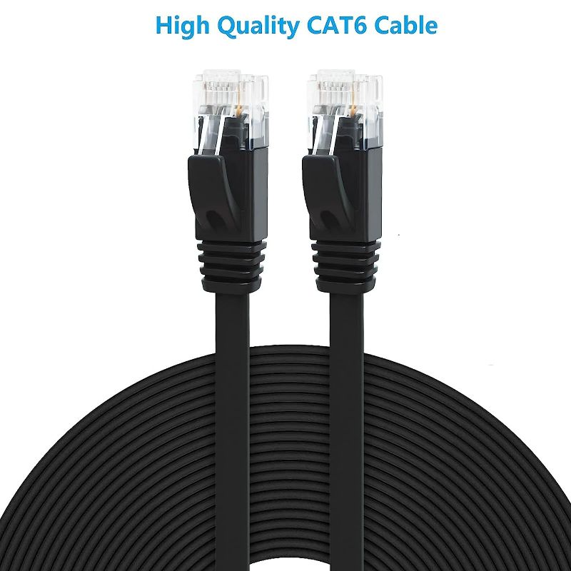 Photo 8 of  CAT 6 Ethernet Cable 15ft 6-Pack Black, High Speed Solid Flat CAT6 Gigabit Internet Network LAN Patch Cords, Bare Copper Snagless RJ45 Connector for Modem, Router, Computer (15ft 6Pack, Black)