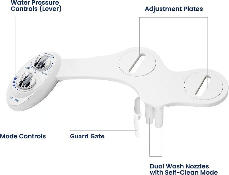 Photo 7 of LUXE Bidet NEO 185 - Non-Electric Bidet Toilet Attachment with Self-cleaning Dual Nozzle and Adjustable Water Pressure for Sanitary and Feminine Wash (White)