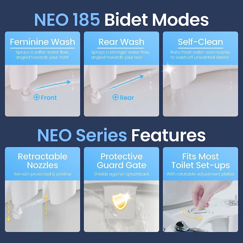 Photo 3 of LUXE Bidet NEO 185 - Non-Electric Bidet Toilet Attachment with Self-cleaning Dual Nozzle and Adjustable Water Pressure for Sanitary and Feminine Wash (White)