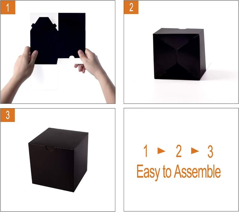 Photo 6 of GEFTOL Small Black Gift Box 50 Pack 4 x 4 x 4 inches Fold Box Easy Assemble Paper Gift Box Bridesmaids Proposal Box for Bridal Birthday Party Christmas(Black)