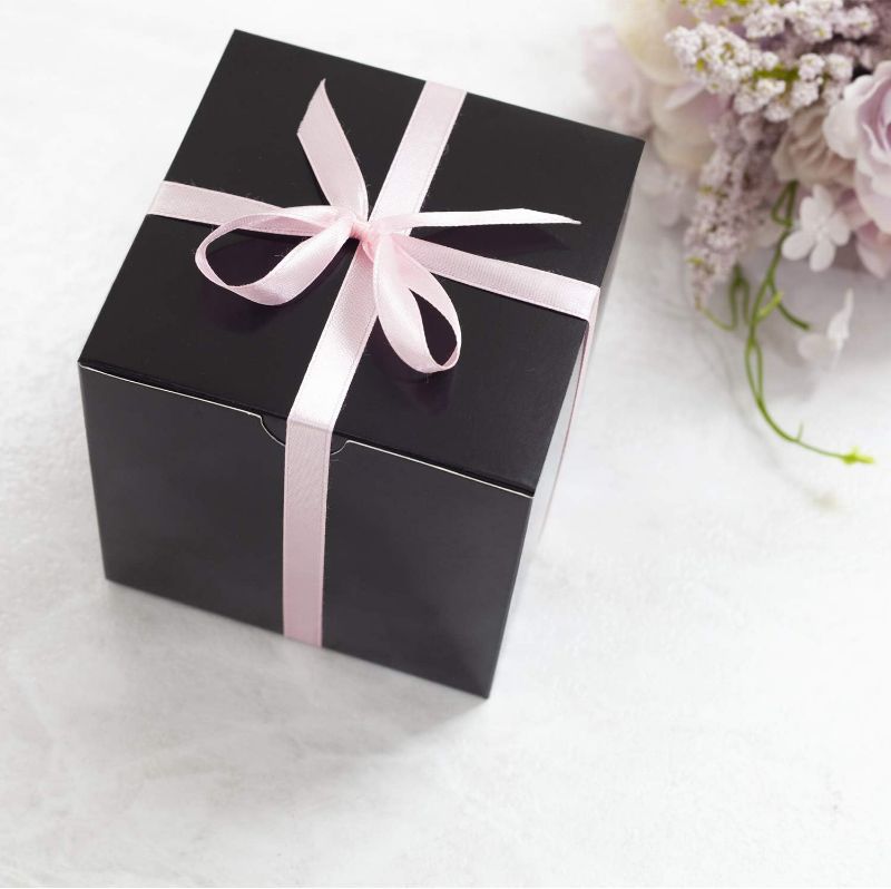 Photo 4 of GEFTOL Small Black Gift Box 50 Pack 4 x 4 x 4 inches Fold Box Easy Assemble Paper Gift Box Bridesmaids Proposal Box for Bridal Birthday Party Christmas(Black)