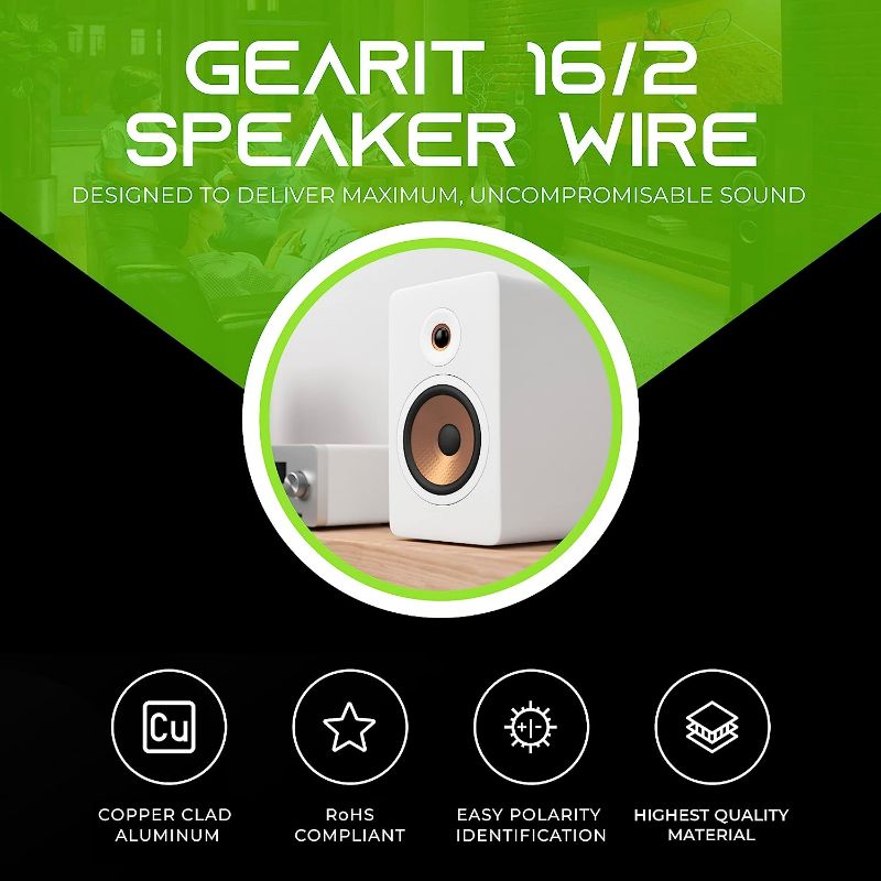 Photo 3 of 16AWG Speaker Wire, GearIT Pro Series 16 Gauge Speaker Wire Cable (100 Feet / 30.48 Meters) Great Use for Home Theater Speakers and Car Speakers, White