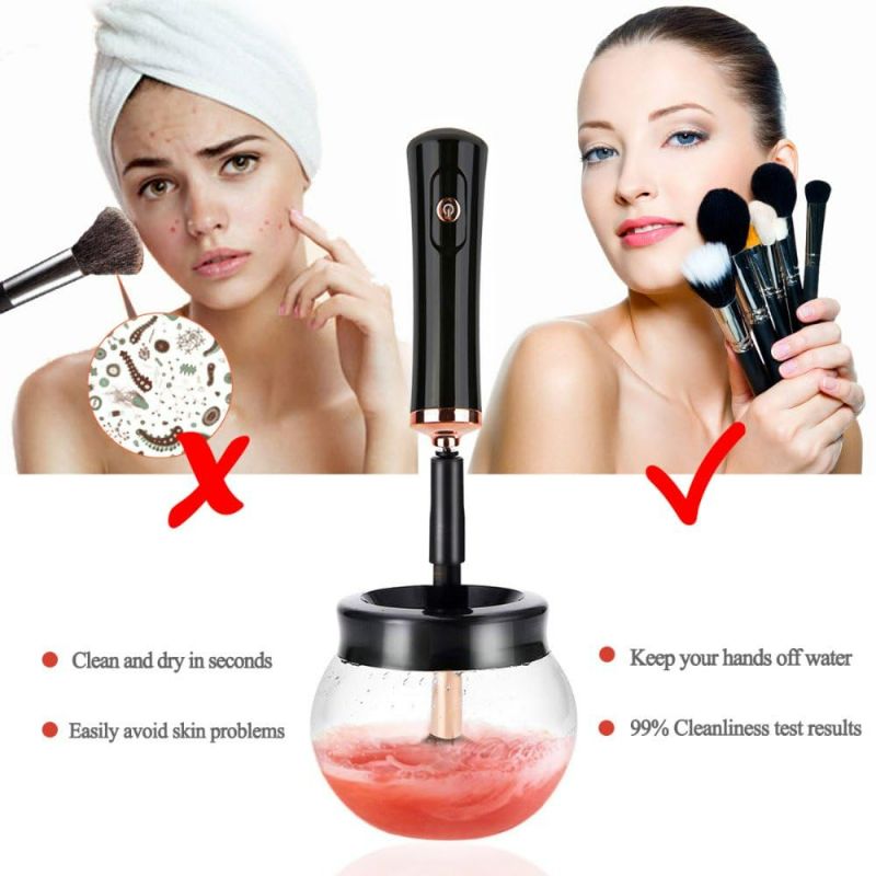 Photo 3 of  Makeup Brush Cleaner Dryer Super-Fast Electric Brush Cleaner Machine Automatic Brush Cleaner Spinner Makeup Brush Tools (Black)