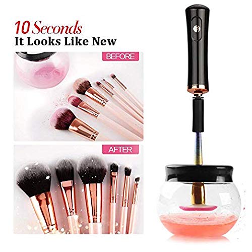 Photo 4 of  Makeup Brush Cleaner Dryer Super-Fast Electric Brush Cleaner Machine Automatic Brush Cleaner Spinner Makeup Brush Tools (Black)