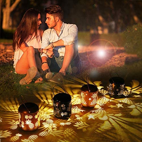 Photo 7 of  Lixada Outdoor Lighting Solar Powered LEDs Lawn Light Hollowed-Out Pineapple Design Hanging Landscape Decoration Lamp for Patio Garden Courtyard Pathway                          