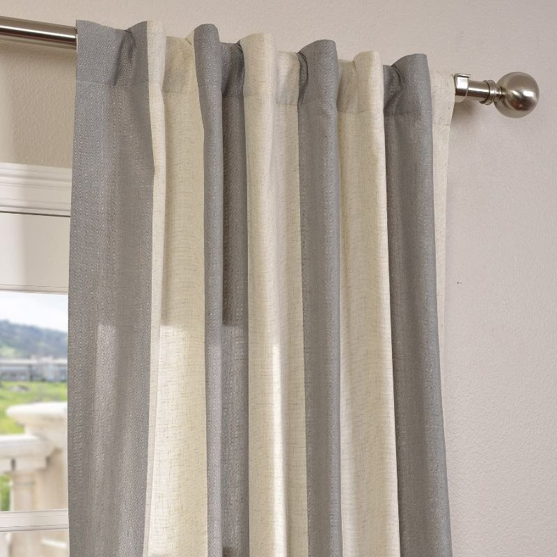 Photo 2 of HPD Half Price Drapes FHLCH-YL7178117-84 Linen Blend Stripe Curtain (1 Panel), 50 X 84, Del Mar Gray