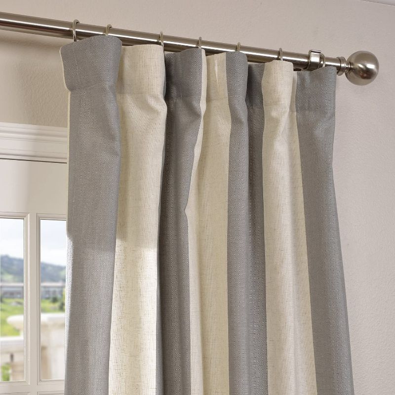 Photo 3 of HPD Half Price Drapes FHLCH-YL7178117-84 Linen Blend Stripe Curtain (1 Panel), 50 X 84, Del Mar Gray