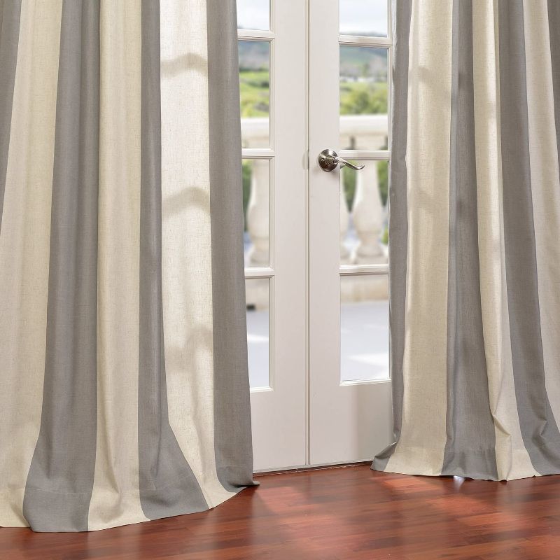 Photo 5 of HPD Half Price Drapes FHLCH-YL7178117-84 Linen Blend Stripe Curtain (1 Panel), 50 X 84, Del Mar Gray