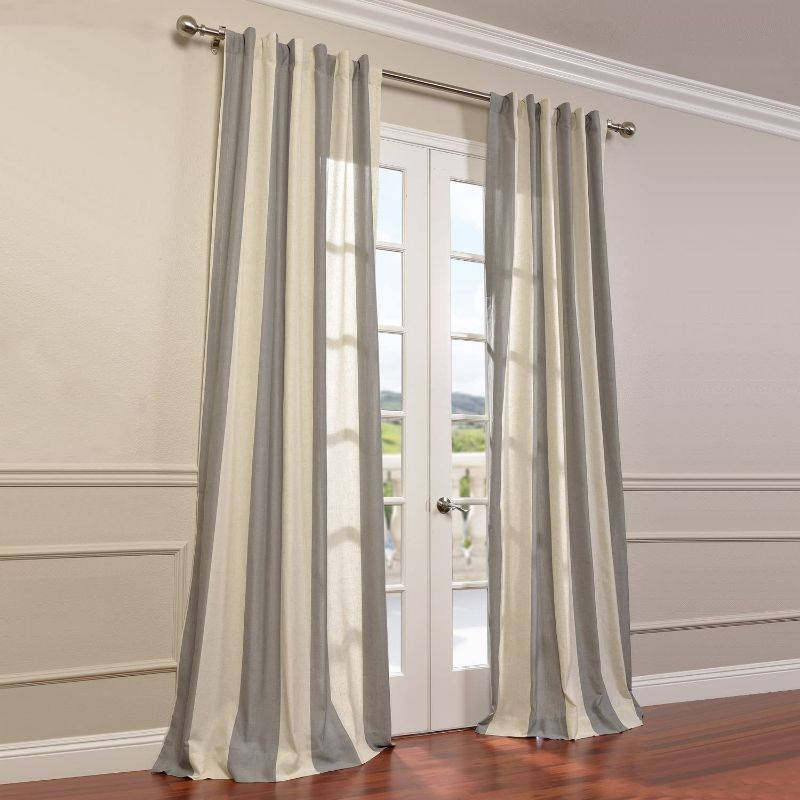 Photo 6 of HPD Half Price Drapes FHLCH-YL7178117-84 Linen Blend Stripe Curtain (1 Panel), 50 X 84, Del Mar Gray