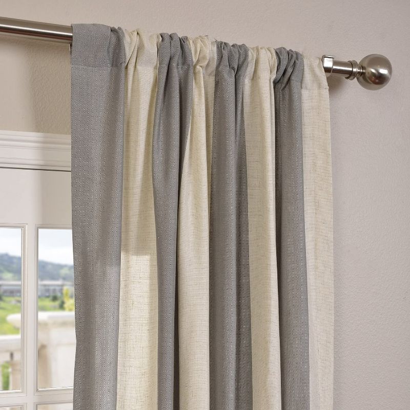 Photo 4 of HPD Half Price Drapes FHLCH-YL7178117-84 Linen Blend Stripe Curtain (1 Panel), 50 X 84, Del Mar Gray