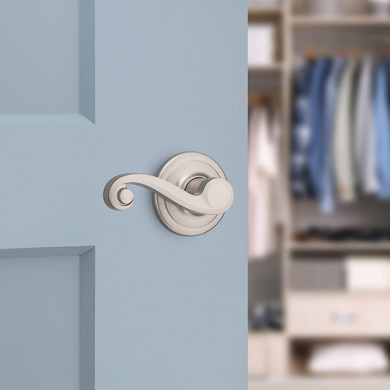 Photo 1 of Kwikset Lido Left-Handed Half-Dummy Lever with Microban Antimicrobial Protection in Satin Nickel (97880-680)