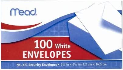 Photo 1 of Mead Business Envelope, 3 5/8 6 1/2, 20 lb, White, 100/Box