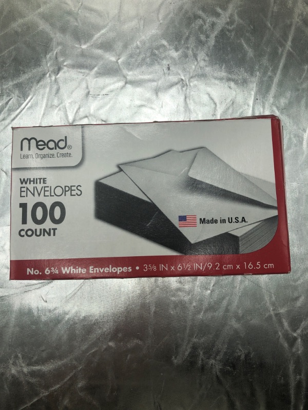 Photo 3 of Mead Business Envelope, 3 5/8 6 1/2, 20 lb, White, 100/Box