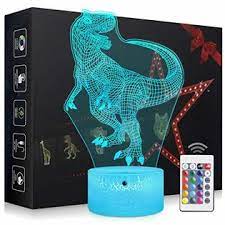 Photo 1 of Elstey T-rex Dinosaur Night Light,3D Kids Bedside Lamps,Frame Table Lamp,Eye See Lamps,Touch&Remote Control,16 Colors+7 Colors Changing Illusion Nightlight,Birthday Gifts for Girls Boys