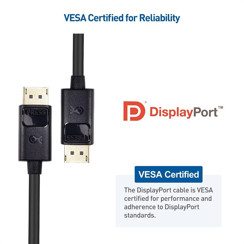 Photo 1 of Cable Matters [VESA Certified] 6 ft DisplayPort Cable 1.4, Support 8K 60Hz, 4K 144Hz (DisplayPort 1.4 Cable) with FreeSync, G-SYNC and HDR for Gaming Monitor, PC, RTX 3080/3090, RX 6800/6900 and More