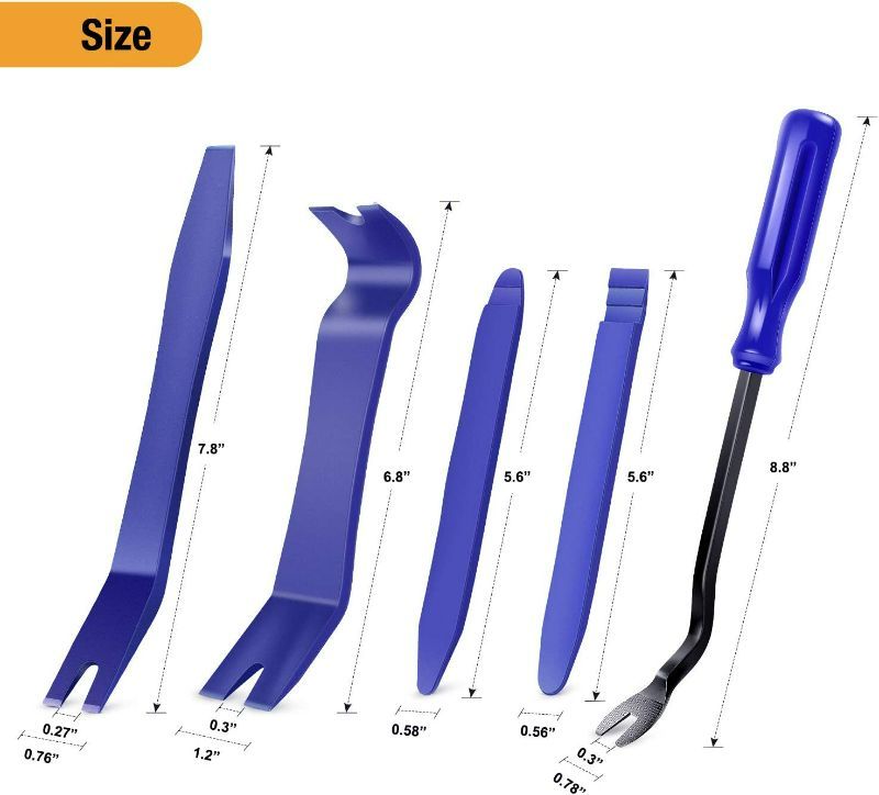 Photo 2 of GOOACC 5PCS Auto Trim Removal Tool Kit No-Scratch Pry Tool Kit for Car Door Clip Panel & Audio Dashboard Dismantle -5PCS Blue