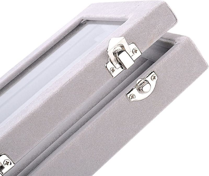 Photo 6 of Ivosmart 7 Slots Velvet Glass Ring Jewellery Display Storage Box Tray Case Holder Earring Organizer Stand Grey