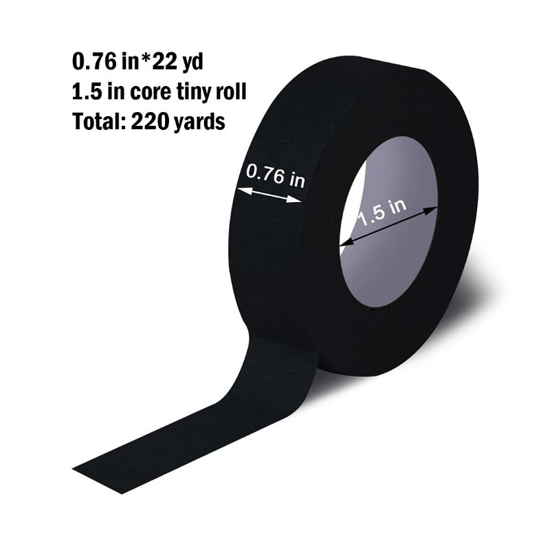 Photo 2 of (Black) Fine Line 3/4in Width Total 220yards Total 220yardsMasking Tape Paint Tape Pinstriping Tape Painters Tape Smart Selection, 3" Large Core Easy to Work For Big Projects ,White Board Tape