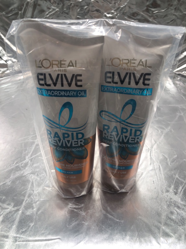 Photo 7 of L'Oreal Paris Elvive Deep Conditioner - Rapid Reviver - Extraordinary Oil - For Dry Hair - Net Wt. 6.0 FL OZ (180 mL) Per Tube - Pack of 2 Tubes