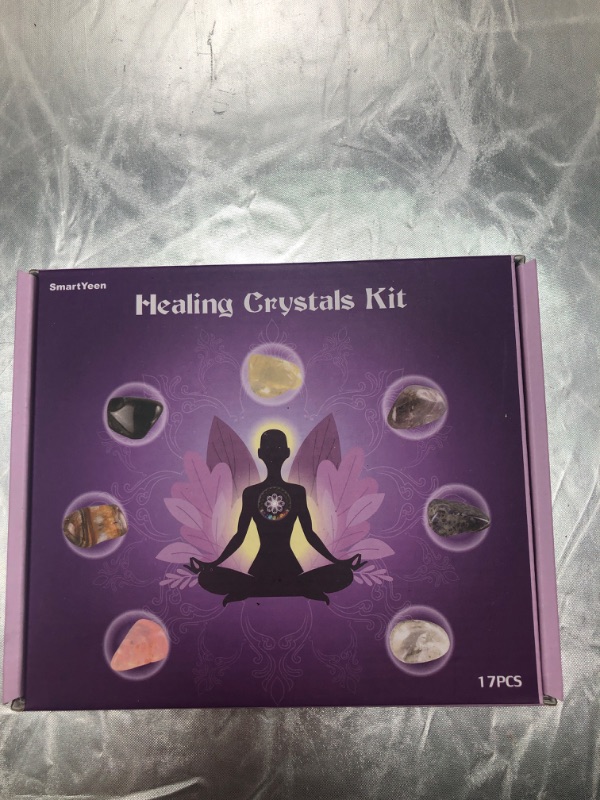 Photo 6 of SmartYeen Healing Crystals Set,17PCS Crystal Healing Stones Kit Include 7 Raw Chakra Stones,7 Tumbled Stones,Amethyst Crystal,Lava Bracelet and Selenite for Yoga, Meditation