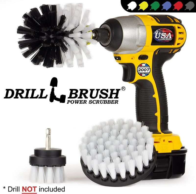 Photo 4 of Drillbrush 3 Piece Drill Brush Cleaning Tool Attachment Kit for Cleaning Furniture, Carpet, Chairs, Shower Door Glass – Drill Brush Wheel Cleaner Kit by Drill Brush Power Scrubber by Useful Products