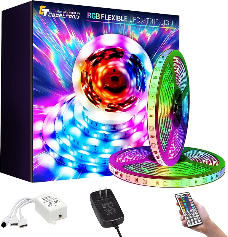 Photo 1 of CT CAPETRONIX 32.8ft RGB LED Strip Lights, 5050 RGB 300 LEDs Color Changing LED Light Strips with 44 Keys Remote Controller for Bedroom Home Party Office Decoration, Easy Installation