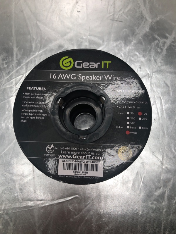 Photo 1 of 16AWG Speaker Wire, GearIT Pro Series 16 Gauge Speaker Wire Cable (100 Feet / 30.48 Meters) Great Use for Home Theater Speakers and Car Speakers, White