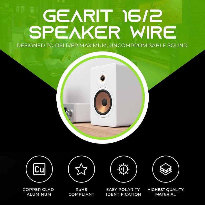 Photo 1 of 16AWG Speaker Wire, GearIT Pro Series 16 Gauge Speaker Wire Cable (100 Feet / 30.48 Meters) Great Use for Home Theater Speakers and Car Speakers, White