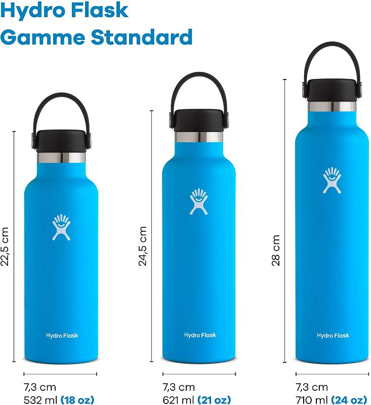 Photo 3 of Hydro Flask 21 oz. Water Bottle - Stainless Steel, Reusable, Vacuum Insulated with Standard Mouth Flex Lid , Fog