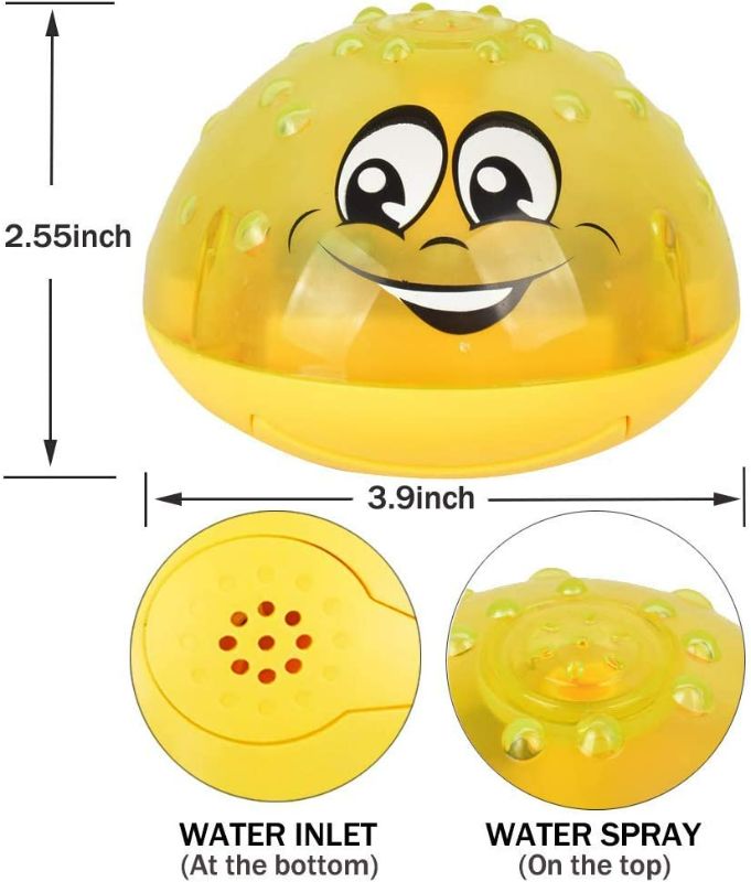 Photo 5 of Spray Water Toy, Infant Bath Toys, Baby Bath Toys for Toddler Kids Floating Induction Sprinkler Toys with Soft LED Light, Best Gift for Boys Girls ( Yellow )